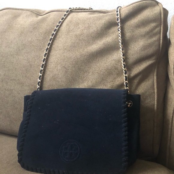 Suede Navy Blue Tory Burch Crossbody Bag - Picture 2 of 3